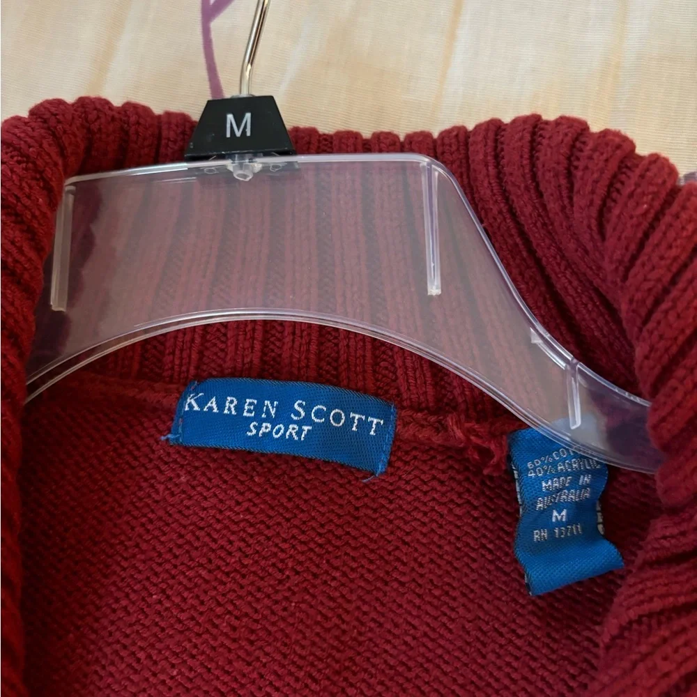 Karen Scott dark orange long belted size M sweater - Picture 3 of 3